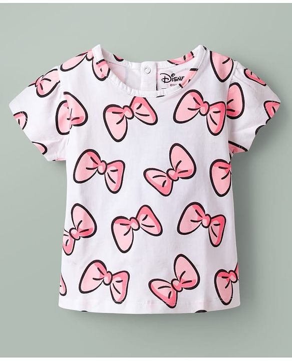 Babyhug Disney Cotton Knit Half Sleeves T-Shirt & Dungaree Set with Minnie Mouse Graphic - Multicolor