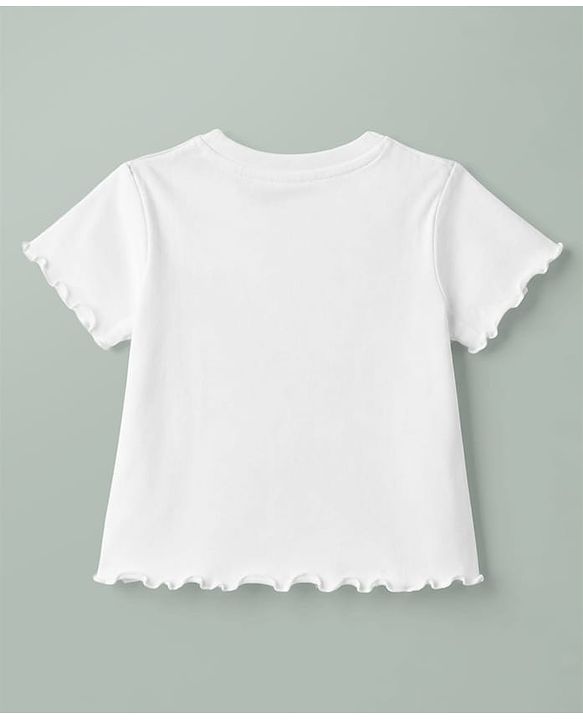 Babyhug Denim 100% Cotton Woven Half Sleeves Floral Embroidered Frock With Inner Tee - Blue