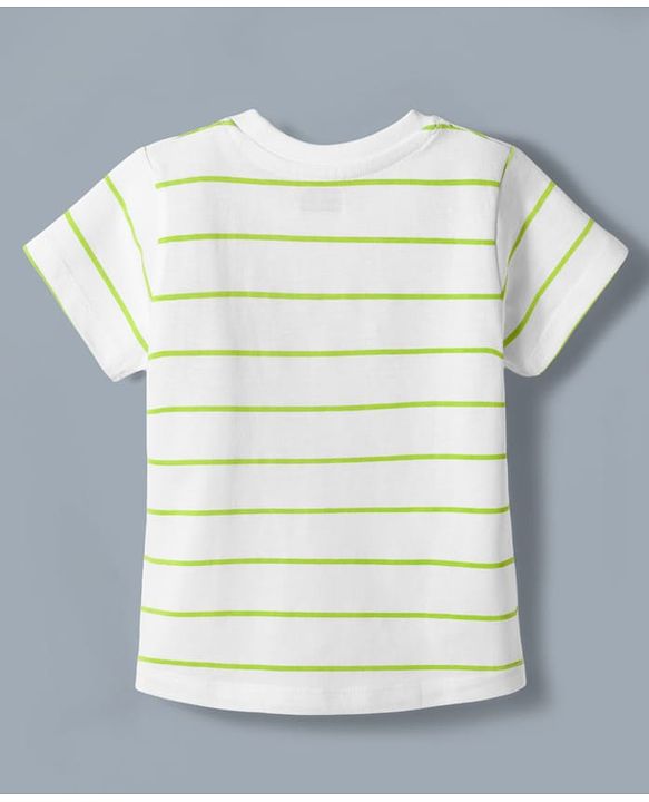 Babyhug Denim Woven Frock with Striped Inner Tee & Floral Embroidered - Blue