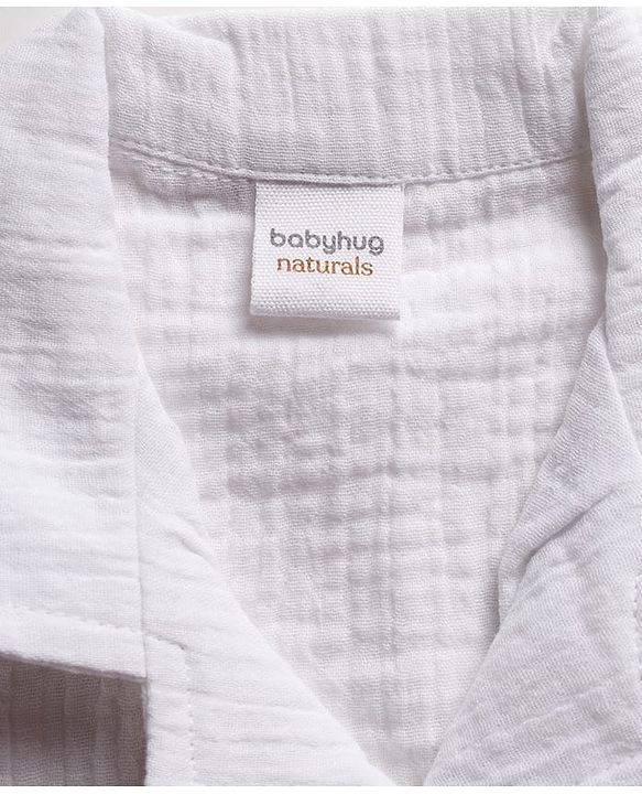 Babyhug Cotton Woven Shirt Half Sleeve Resort Collar Solid White 9-12 Months