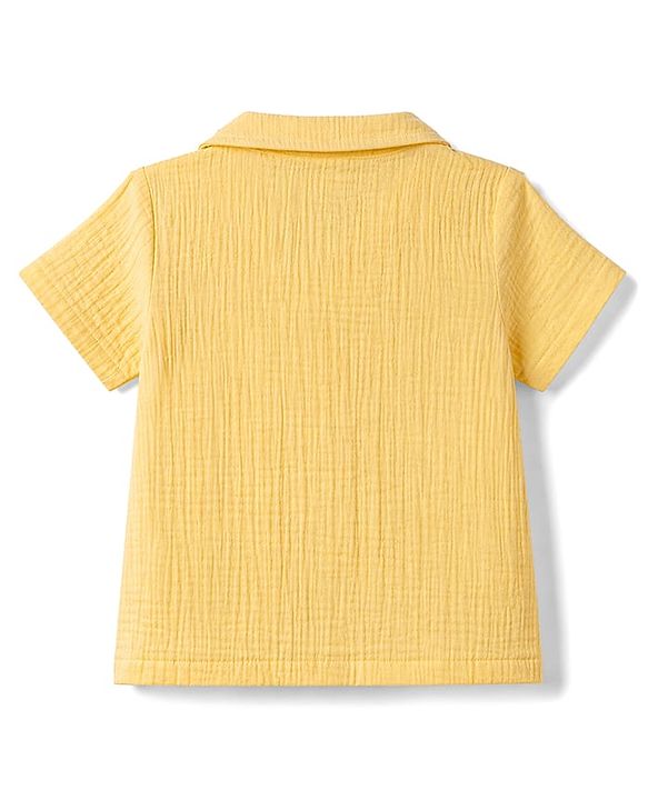 Babyhug Cotton Woven Shirt Half Sleeve Resort Collar Solid Yellow 9-12 Months