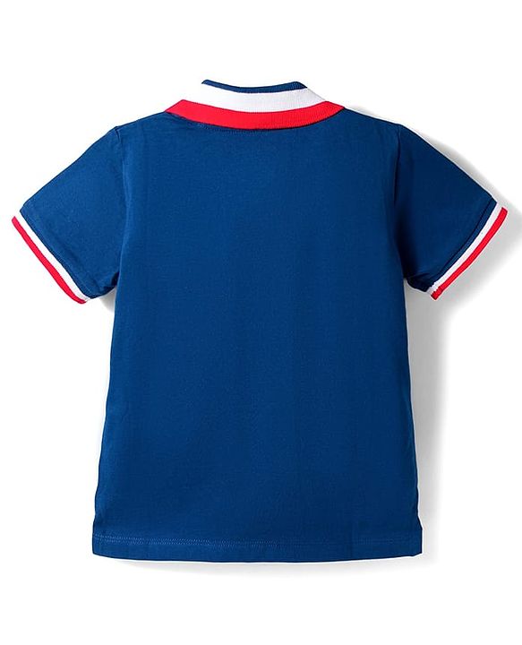 Babyhug Disney Single Jersey Knit Half Sleeves Polo T-Shirt With Mickey Mouse Graphics - Blue