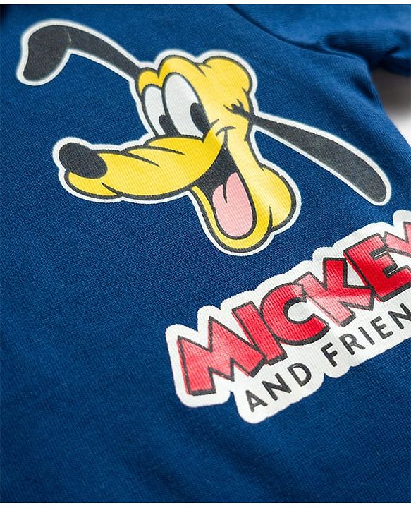 Babyhug Disney Single Jersey Knit Half Sleeves Polo T-Shirt With Mickey Mouse Graphics - Blue