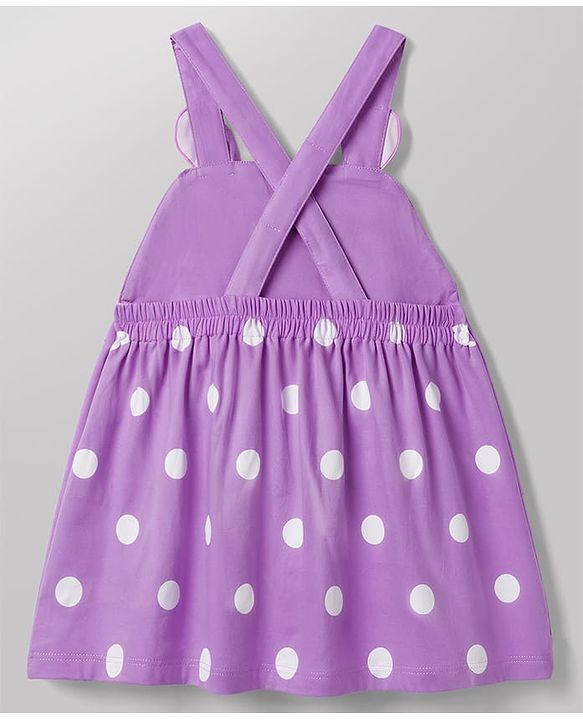 Babyhug Cotton Knit Frocks with Inner Tee Polka Dot Lavender 3-6 Months