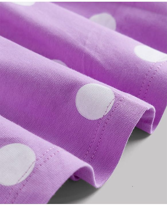 Babyhug Cotton Knit Frocks with Inner Tee Polka Dot Lavender 3-6 Months