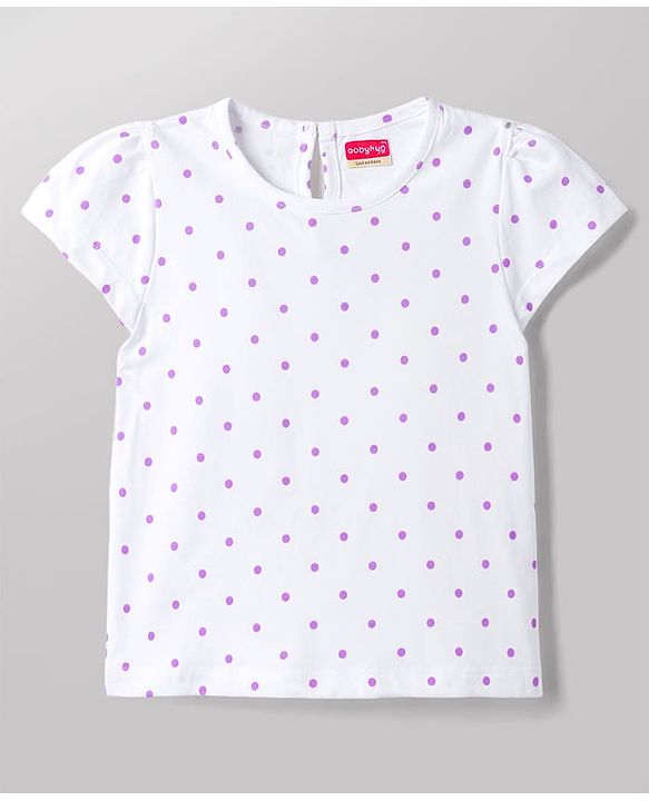 Babyhug Cotton Knit Frocks with Inner Tee Polka Dot Lavender 3-6 Months
