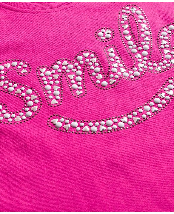 Babyhug Cotton Knit Half Sleeves T-Shirt With Smile Print - Multicolor