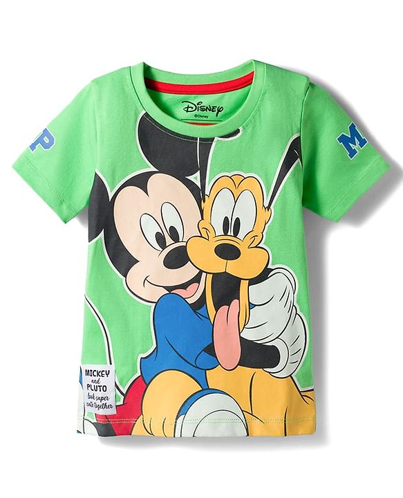 Babyhug Disney Single Jersey Knit Half Sleeves T-Shirt & Shorts Set with Mickey Mouse Graphic - Multicolor