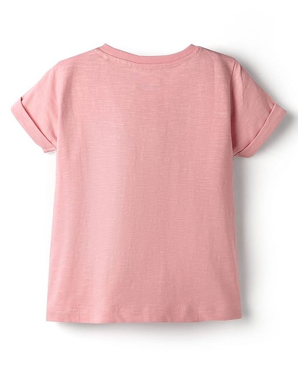 Babyhug Cotton Knit T-Shirt with Georgette Flower Detailing Multi Color 18-24 Months