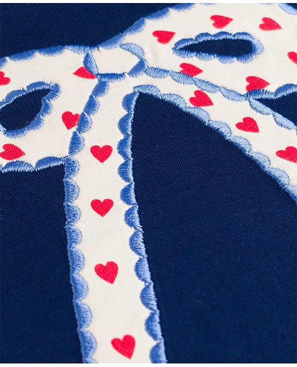 Babyhug Cotton Knit Half Sleeves T-Shirts With Bow Embroidery & Applique Detailing - Multicolor