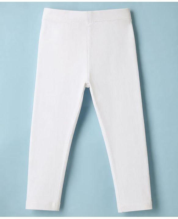 Babyhug Lycra Knit Full Length Solid Leggings - White