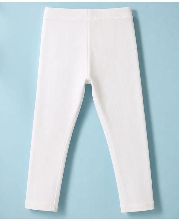 Babyhug Lycra Knit Full Length Solid Leggings - White