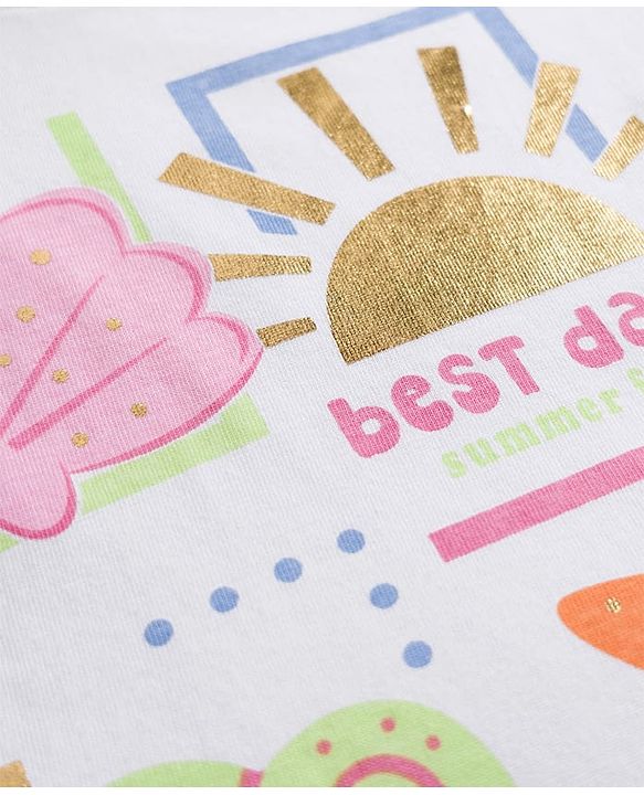 Babyhug Cotton Knit Half Sleeves T-Shirt With Starfish & Seashell Print - Multicolor
