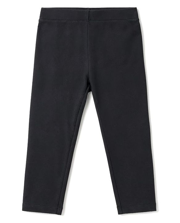 Babyhug Lycra Knit Full Length Solid Leggings - Black