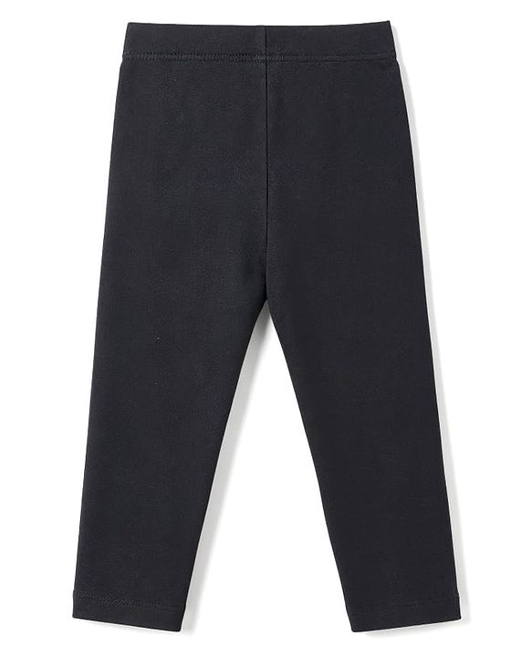 Babyhug Lycra Knit Full Length Solid Leggings - Black