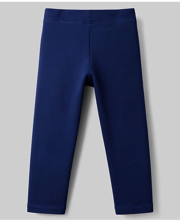 Babyhug Lycra Knit Full Length Solid Leggings - Navy Blue