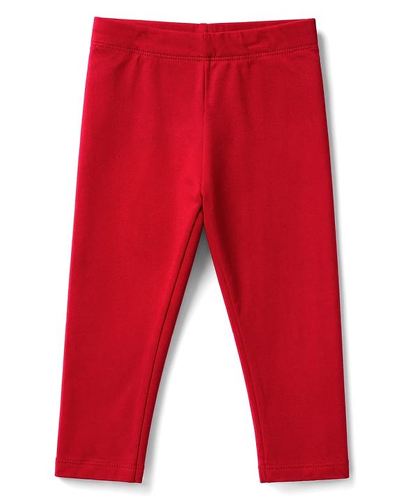 Babyhug Lycra Knit Full Length Solid Leggings - Red