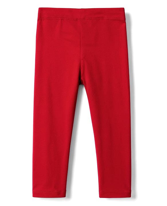 Babyhug Lycra Knit Full Length Solid Leggings - Red