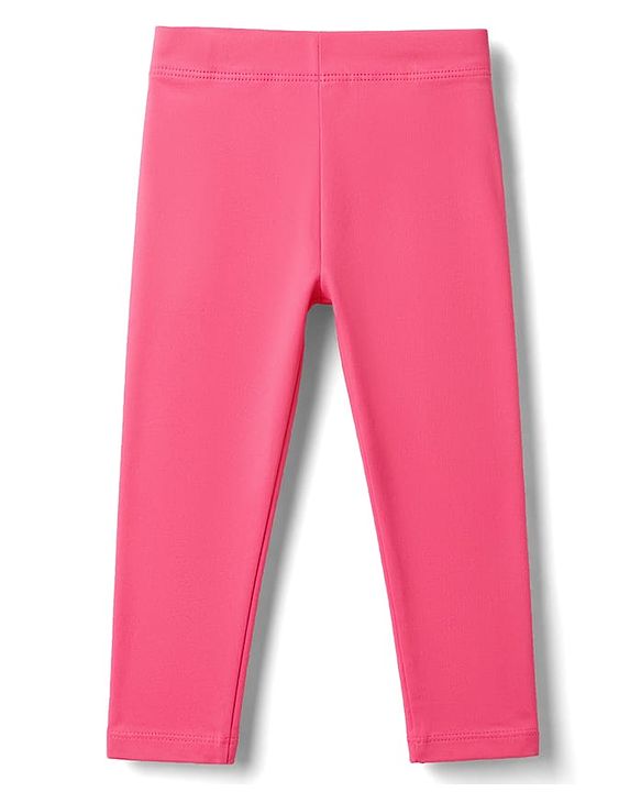 Babyhug Lycra Knit Full Length Solid Leggings - Fuchsia