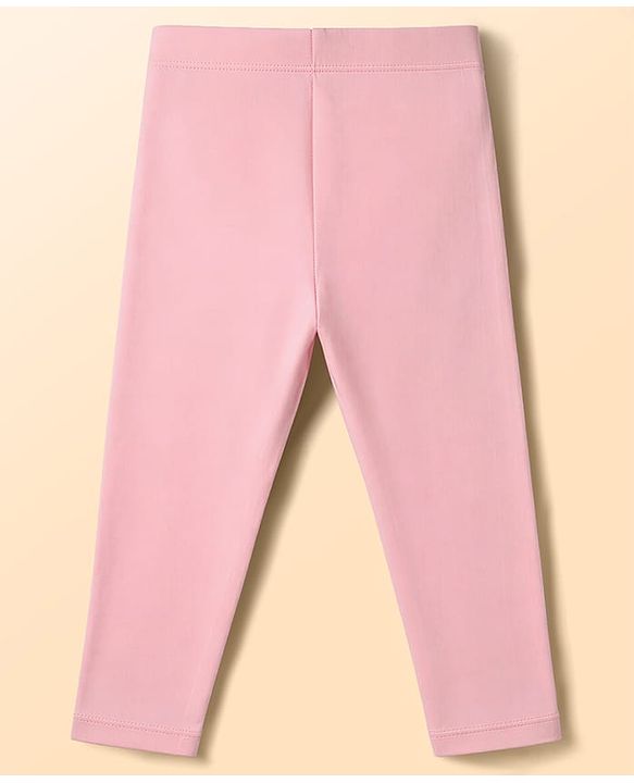 Babyhug Lycra Knit Full Length Solid Leggings - Pink