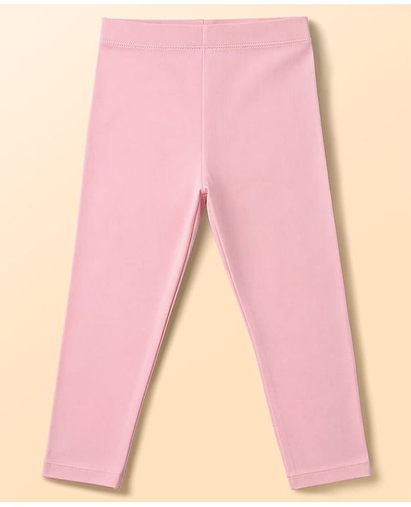 Babyhug Lycra Knit Full Length Solid Leggings - Pink