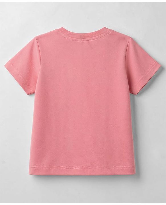 Babyhug Cotton Knit T-Shirt Half Sleeves Applique - Pink