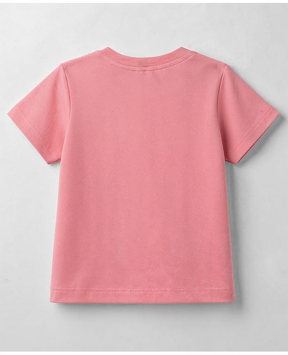 Babyhug Cotton Knit T-Shirt Half Sleeves Applique - Pink