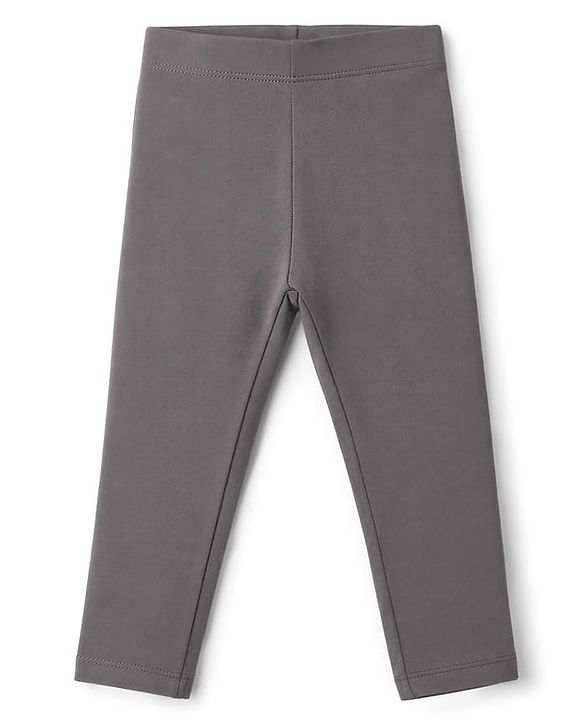 Babyhug Lycra Knit Full Length Solid Leggings - Grey