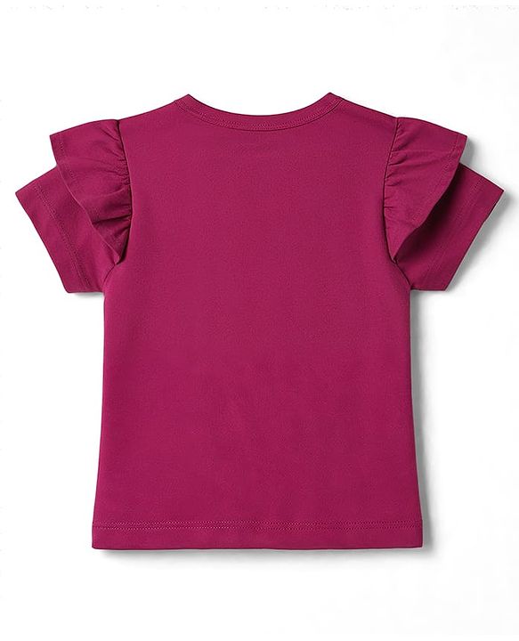 Babyhug Cotton Knit Half Sleeves T-Shirt With Floral Embroidery - Multicolor