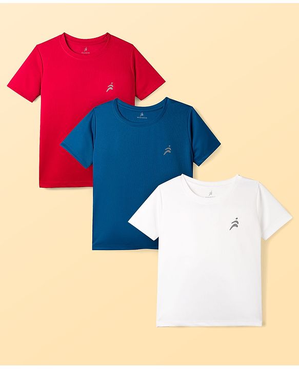 Pine Active Knit Half Sleeves Solid T-Shirts Pack of 3 - Multcolor