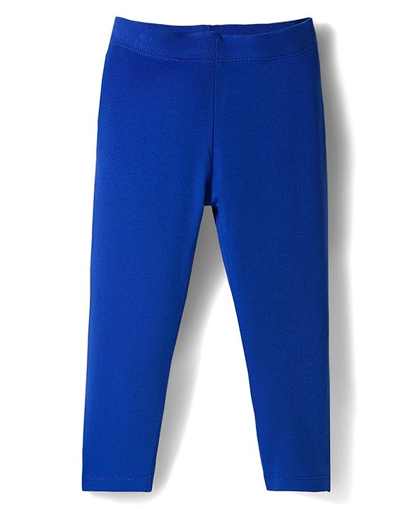 Babyhug Lycra Knit Full Sleeves Solid Leggings - Blue
