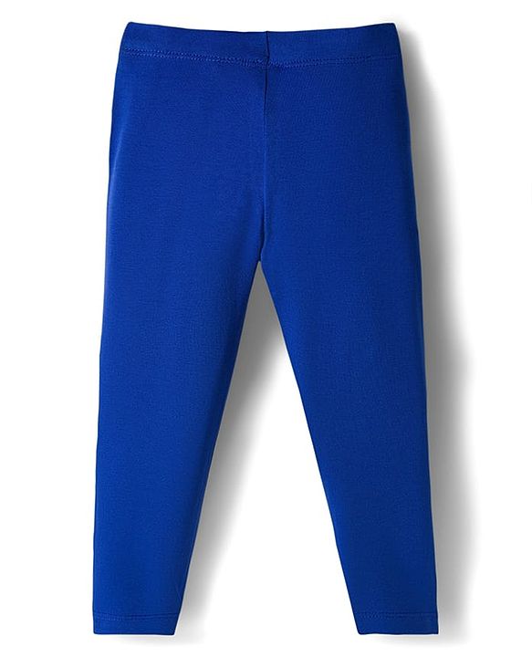 Babyhug Lycra Knit Full Sleeves Solid Leggings - Blue