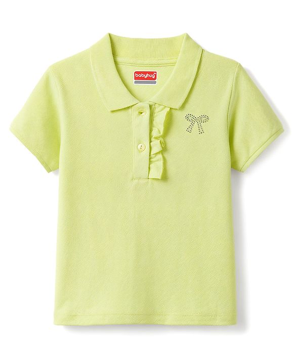 Babyhug Cotton Knit Polo T-Shirt with Half Sleeves and Graphic Multi Color 6-9 Months