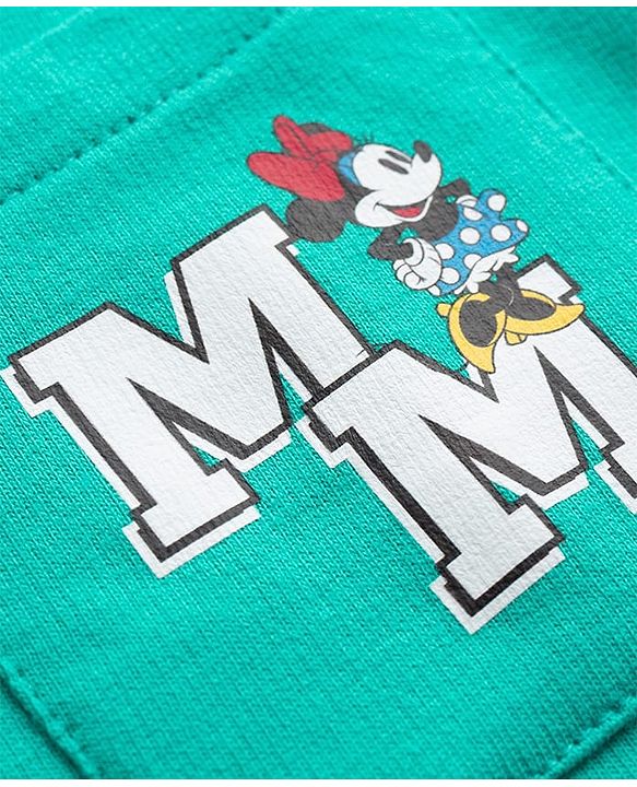 Pine Kids Disney Terry Knit Half Sleeves Dress With Front & Back Minnie Mouse Graphics - Green