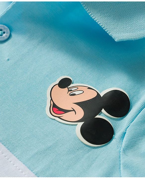 Babyhug Disney Single Jersey Knit Half Sleeves Polo T-Shirt with Mickey Mouse Graphics - Multicolor