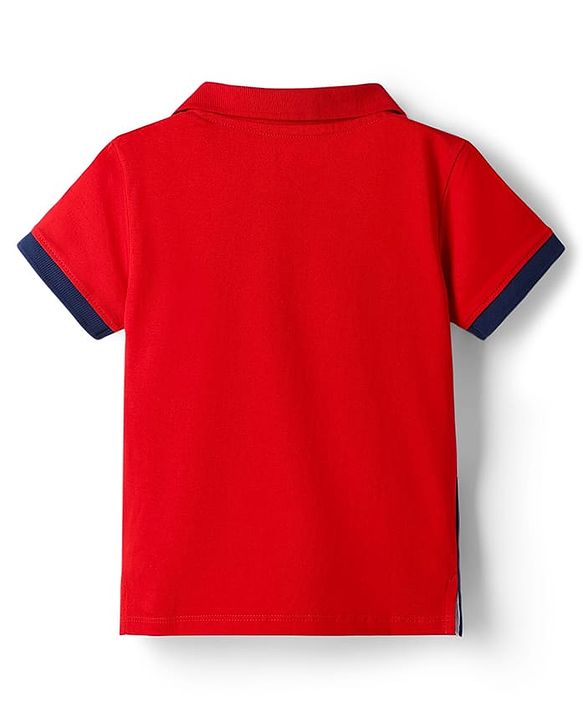 Babyhug Marvel Cotton Knit Polo T-Shirt with Avengers Graphic Half Sleeves Multi Color 9-12 Months