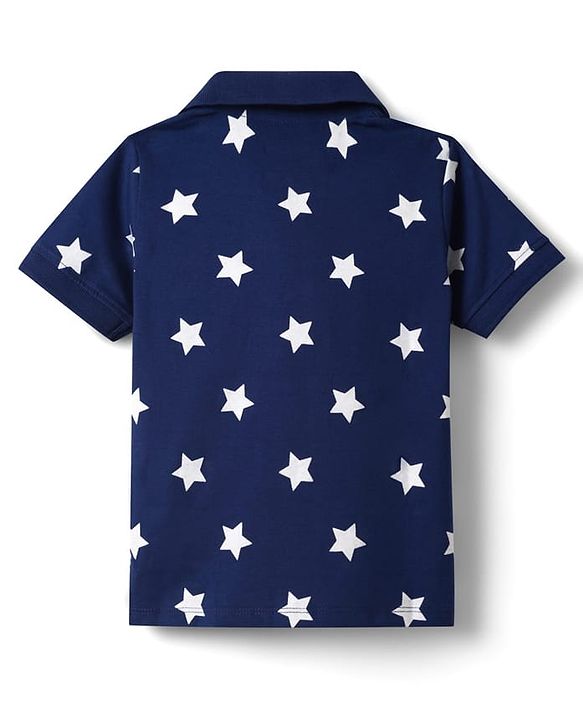 Babyhug Disney 100% Cotton Knit Half Sleeves Polo T-Shirts With Mickey Mouse & Friends Graphic Pack Of 2 - Red & Navy Blue