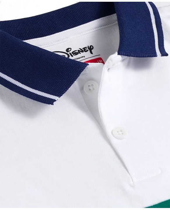 Babyhug Disney Single Jersey Knit Half Sleeves Colour Block Polo T-Shirt with Mickey Mouse Graphics - Multicolour