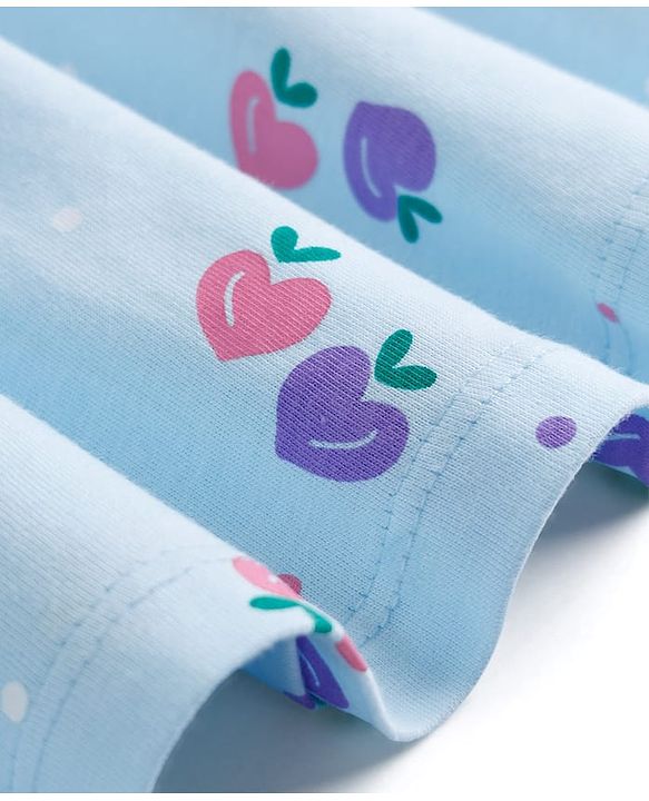 Babyhug Cotton Knit Frocks with Bloomer/Short Half Sleeves Round Neck All Over Prints Blue 0-0 Months