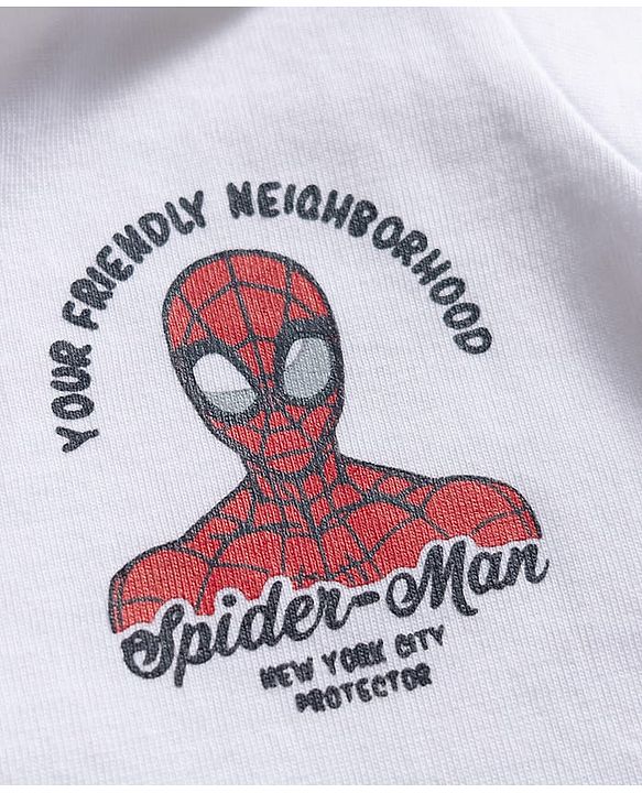 Babyhug Marvel Single Jersey Knit Polo T-Shirt with Spider-Man Graphic Half Sleeves Multi Color 9-12 Months