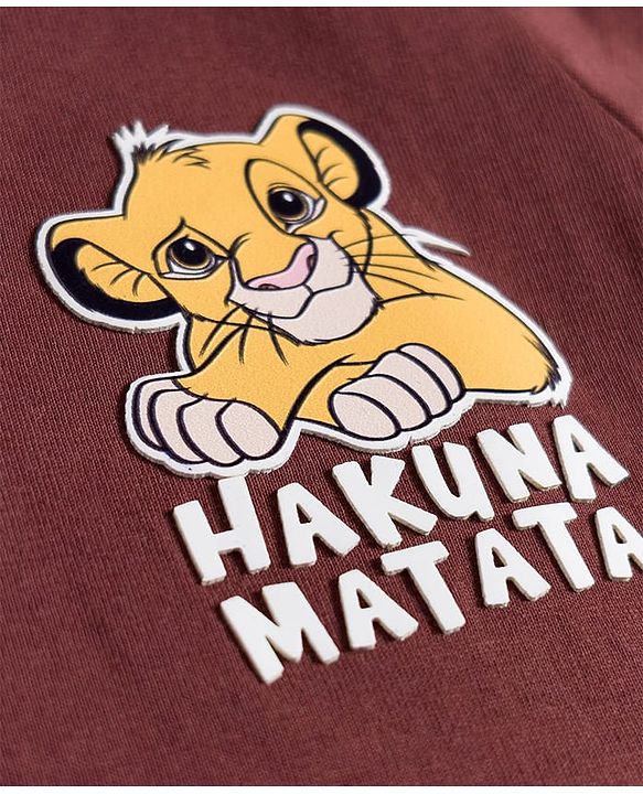 Babyhug Disney Single Jersey Knit Half Sleeves Polo T-Shirt With Lion King Graphics - Brown