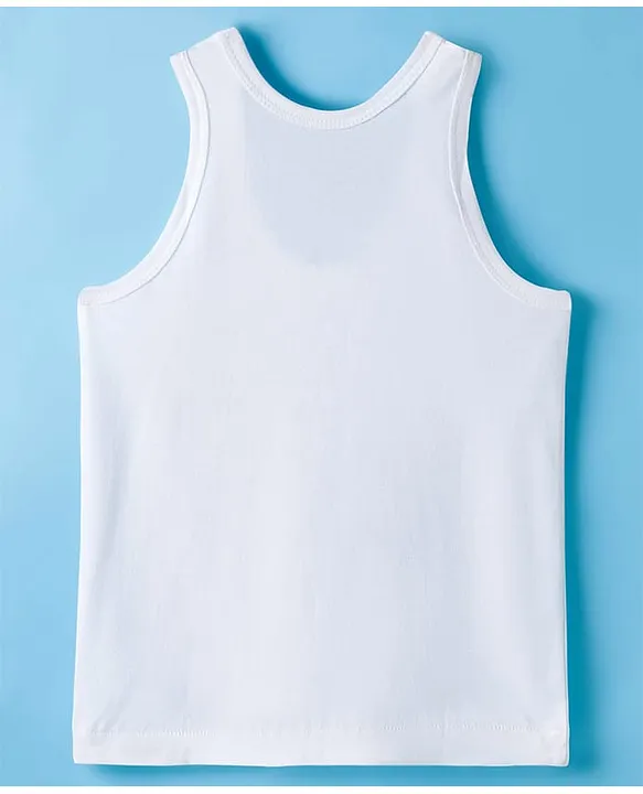 Buy Zero Knit Sleeveless Vests Game Theme Print Pack of 3 - White