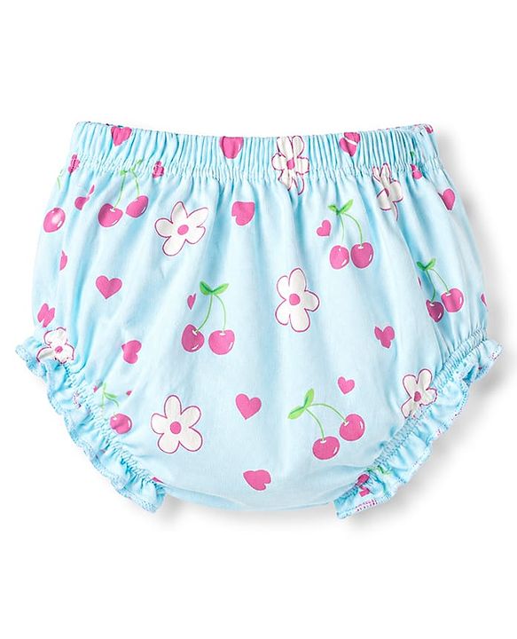 Babyhug 100% Cotton Knit Frocks with Bloomer Half Sleeves Round Neck Floral Prints Blue New Born