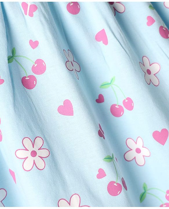 Babyhug 100% Cotton Knit Frocks with Bloomer Half Sleeves Round Neck Floral Prints Blue New Born