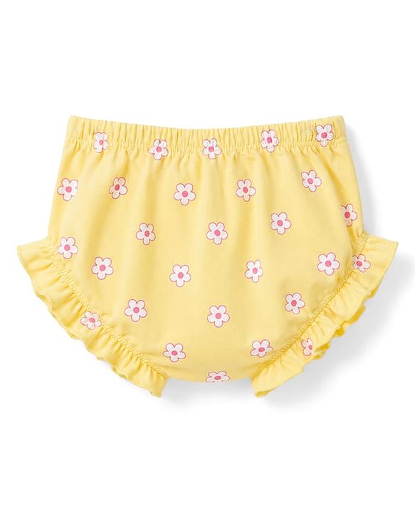Babyhug 100% Cotton Single Jersey Knit Half Sleeves Frock With Floral Print - Yellow