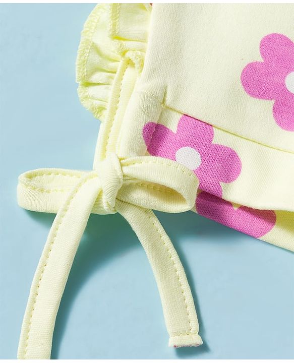 Babyhug 100% Cotton Interlock Knit Cap With Floral Print Pack of 2 Multicolor - Diameter 9 cm
