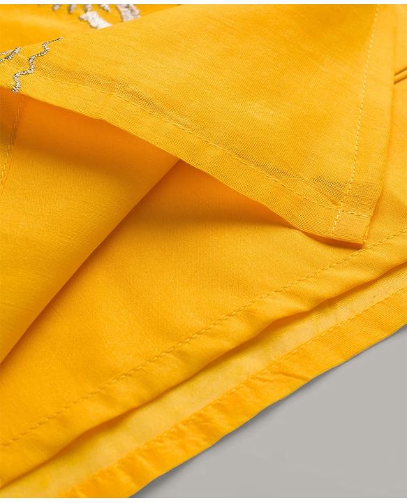 Babyhug Chanderi Woven Full Sleeves Kurta Pajama Set with Embroidery - Yellow