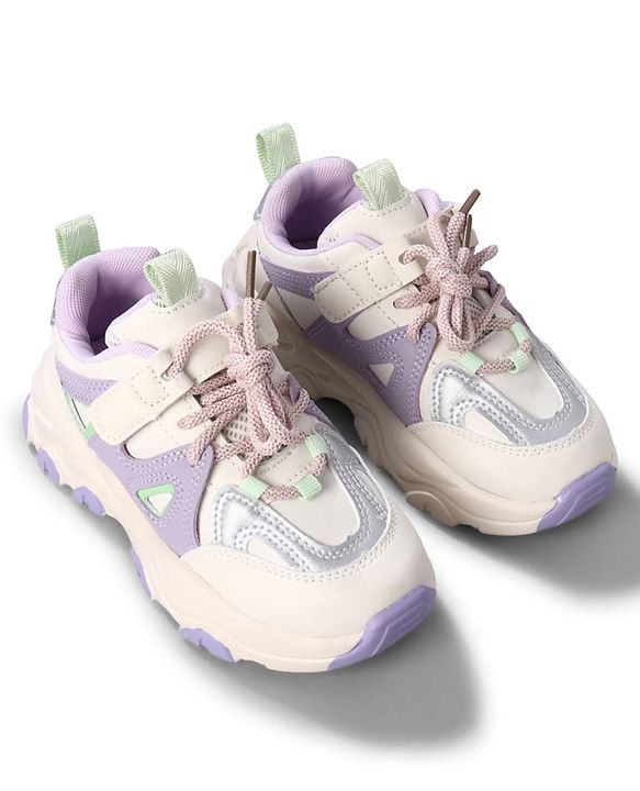 Cute Walk by Babyhug Velcro Closure Solid Sneaker Shoes - Purple