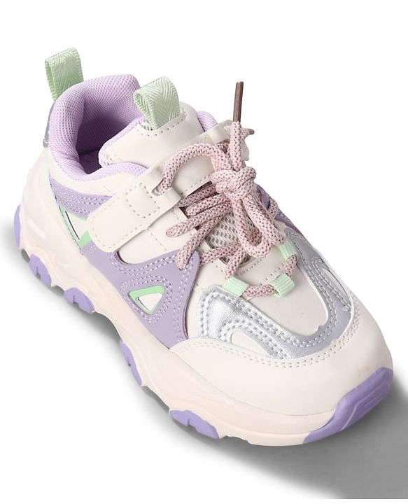 Cute Walk by Babyhug Velcro Closure Solid Sneaker Shoes - Purple