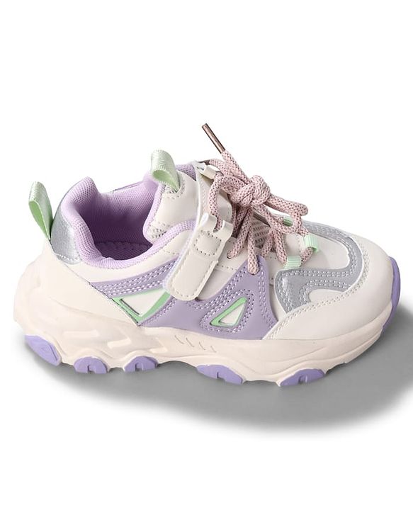 Cute Walk by Babyhug Velcro Closure Solid Sneaker Shoes - Purple